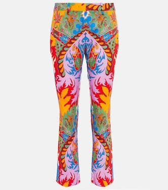 Printed mid-rise slim cotton-blend pants | Etro