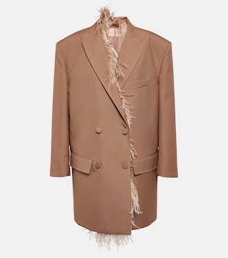 Blazer doppiopetto con piume | Valentino