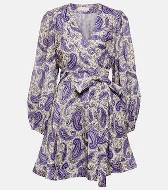 Paisley linen wrap minidress | Zimmermann