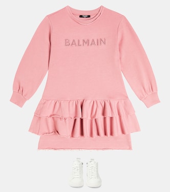 Abito felpa in cotone con logo | Balmain Kids