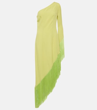 Vestido midi Aventador de crepé con flecos | Taller Marmo