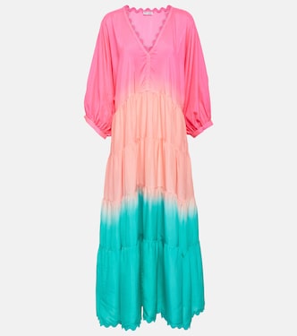 Colorblocked tiered silk maxi dress | Juliet Dunn