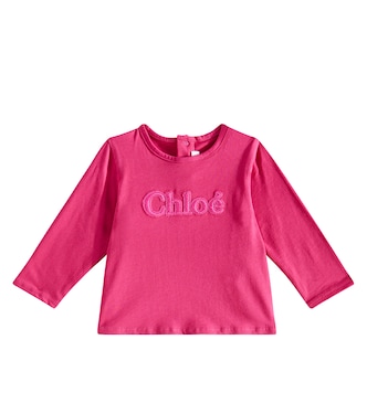 Baby - Top in jersey di cotone con logo | Chloé Kids