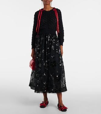 Bow-detail open-knit wool-blend cardigan | Simone Rocha