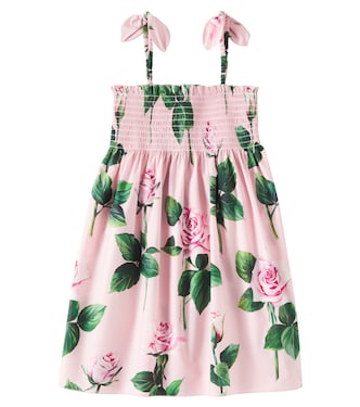 Bedrucktes Kleid aus Baumwollpopeline | Dolce&Gabbana Kids