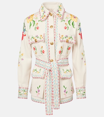 Floral embroidered denim jacket | Valentino