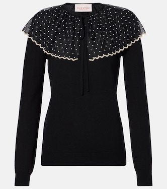 Pullover in lana con tulle | Valentino