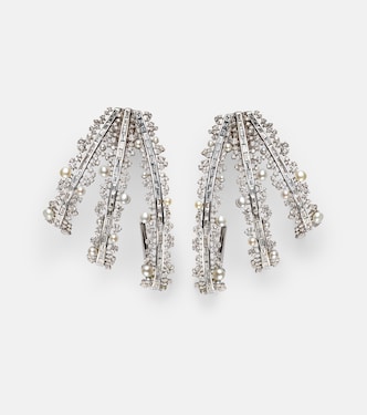 Orecchini a cerchio in oro bianco 18kt Scatter con perle e diamanti | Ananya