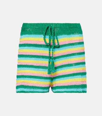 Striped crochet cotton shorts | Anna Kosturova