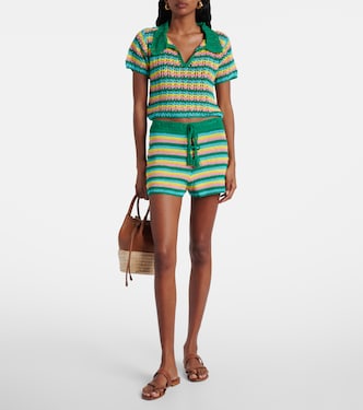 Striped crochet cotton shorts | Anna Kosturova