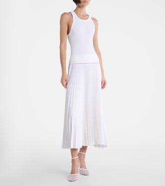 Pleated ribbed-knit midi dress | Alaïa