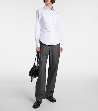 Camicia in popeline di cotone gessato | Thom Browne