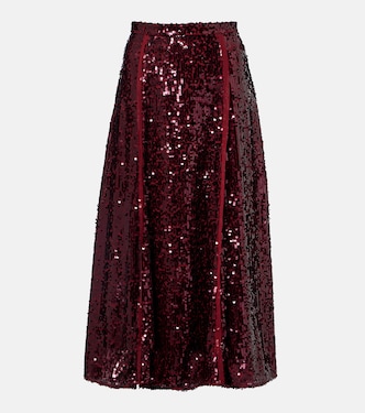 Falda midi de georgette con lentejuelas | Erdem