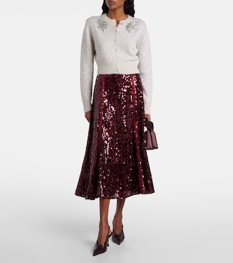 Falda midi de georgette con lentejuelas | Erdem