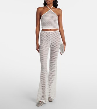 Open-knit lamé wide-leg pants | Missoni