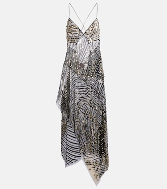 Asymmetric sequined tulle slip dress | Pucci