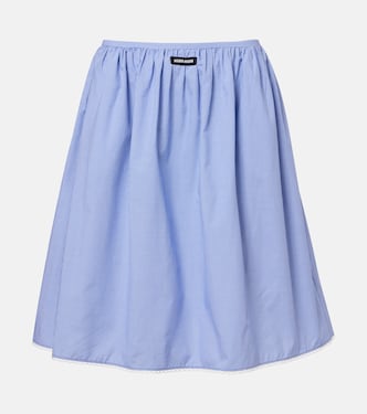 Gingham lace-trimmed cotton midi skirt | Miu Miu
