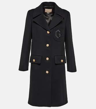 Double G embroidered wool coat | Gucci