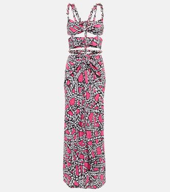 Printed cut-out silk midi dress | Area