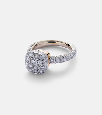 Anello Nudo Solitaire in oro bianco e rosa 18kt con diamanti | Pomellato
