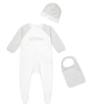 Bébé – Set grenouillère, bonnet et bavoir en coton | Givenchy Kids