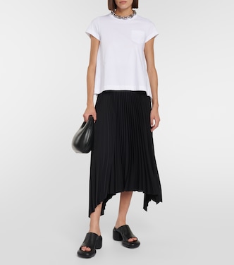 T-shirt in jersey di cotone con pieghe | Sacai