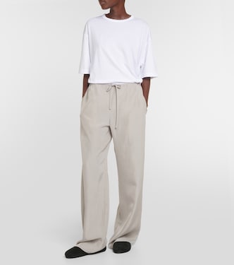 Pantalones anchos Jugi de seda de tiro alto | The Row
