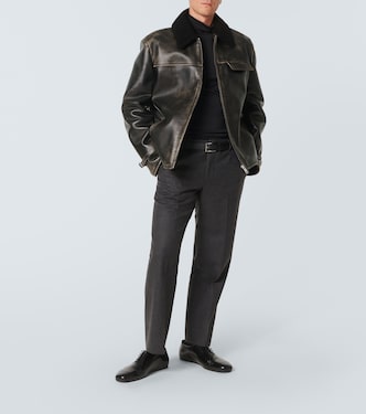 Giacca in pelle con shearling | Prada
