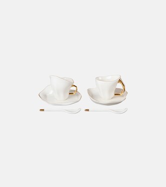 Meltdown set of 2 espresso cups, saucers, and spoons by Jordanluca | Seletti