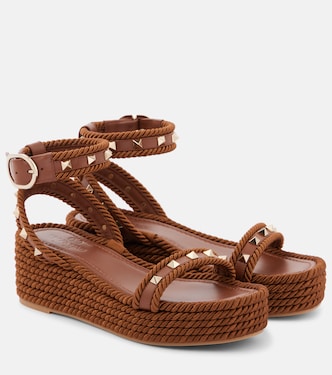Rockstud Torchon leather espadrilles | Valentino Garavani