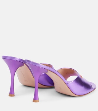 Mules de piel metalizada con logo | Gianvito Rossi