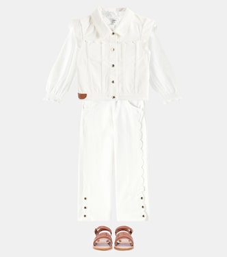 Logo embroidered denim vest | Chloé Kids