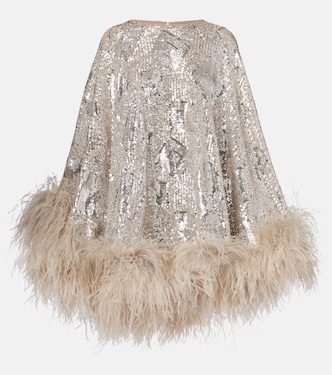 Poncho Nassau mit Pailletten und Federn | Taller Marmo