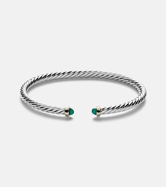 Cable Flex sterling silver and 14kt gold cuff bracelet with onyxes | David Yurman