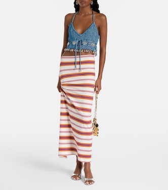 Crop top de croché de lamé adornado | Rabanne