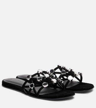 Grid embellished suede flat sandals | The Attico