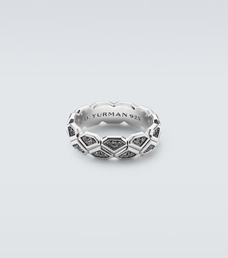 Hex sterling silver (925) ring with diamonds | David Yurman