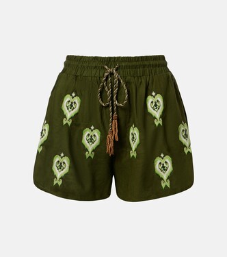 Embroidered linen-blend shorts | Farm Rio