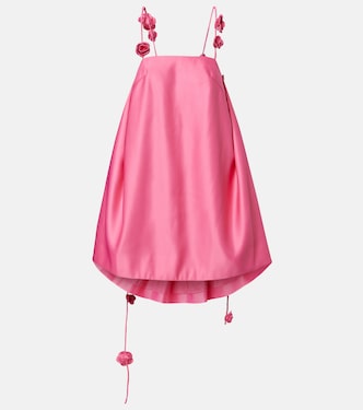 Fiona floral-appliqué satin minidress | Leo Lin