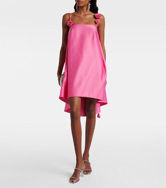 Fiona floral-appliqué satin minidress | Leo Lin