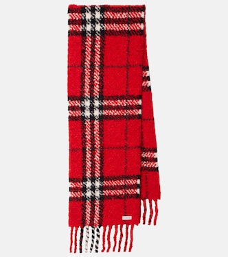 Burberry Check alpaca and wool bouclé scarf | Burberry