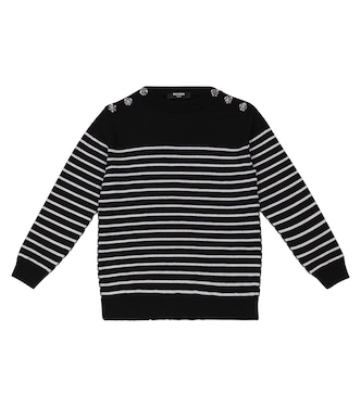 Striped lamé virgin wool sweater | Balmain Kids