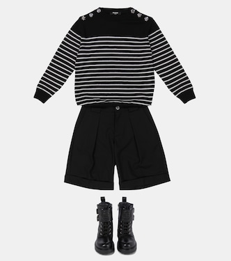 Striped lamé virgin wool sweater | Balmain Kids