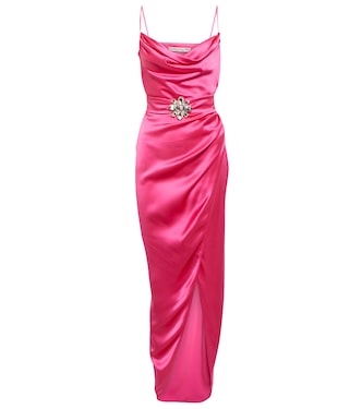 Verziertes Slipdress aus Seiden-Satin | Alessandra Rich