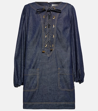 Devi lace-up denim minidress | Zimmermann