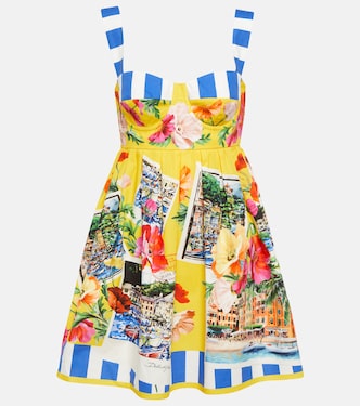Portofino vestido corto de algodón estampado | Dolce&Gabbana