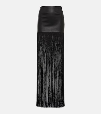 Shanghai fringed leather maxi skirt | Stouls