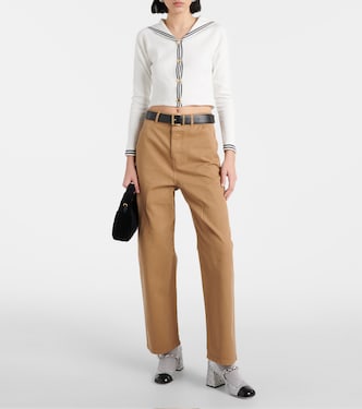 Cardigan in misto cotone a righe | Miu Miu