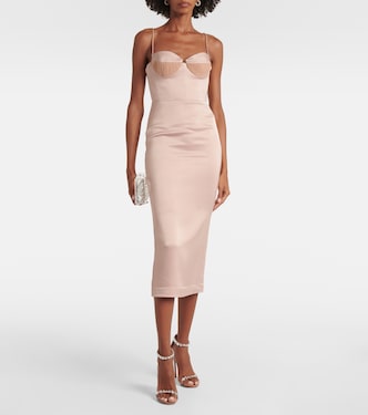 Abito midi Sweetheart in crêpe in raso | Alex Perry