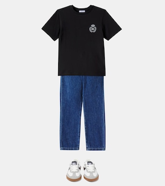 T-shirt in jersey di cotone con logo | Dolce&Gabbana Kids